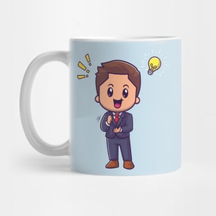 Cute Man Get An Idea Cartoon Mug